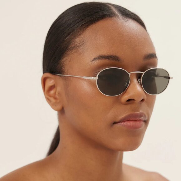 NEW SL799 002 SAINT LAURENT SUNGLASSES UNISEX SILVER ROUND EYEWEAR - Picture 1 of 4